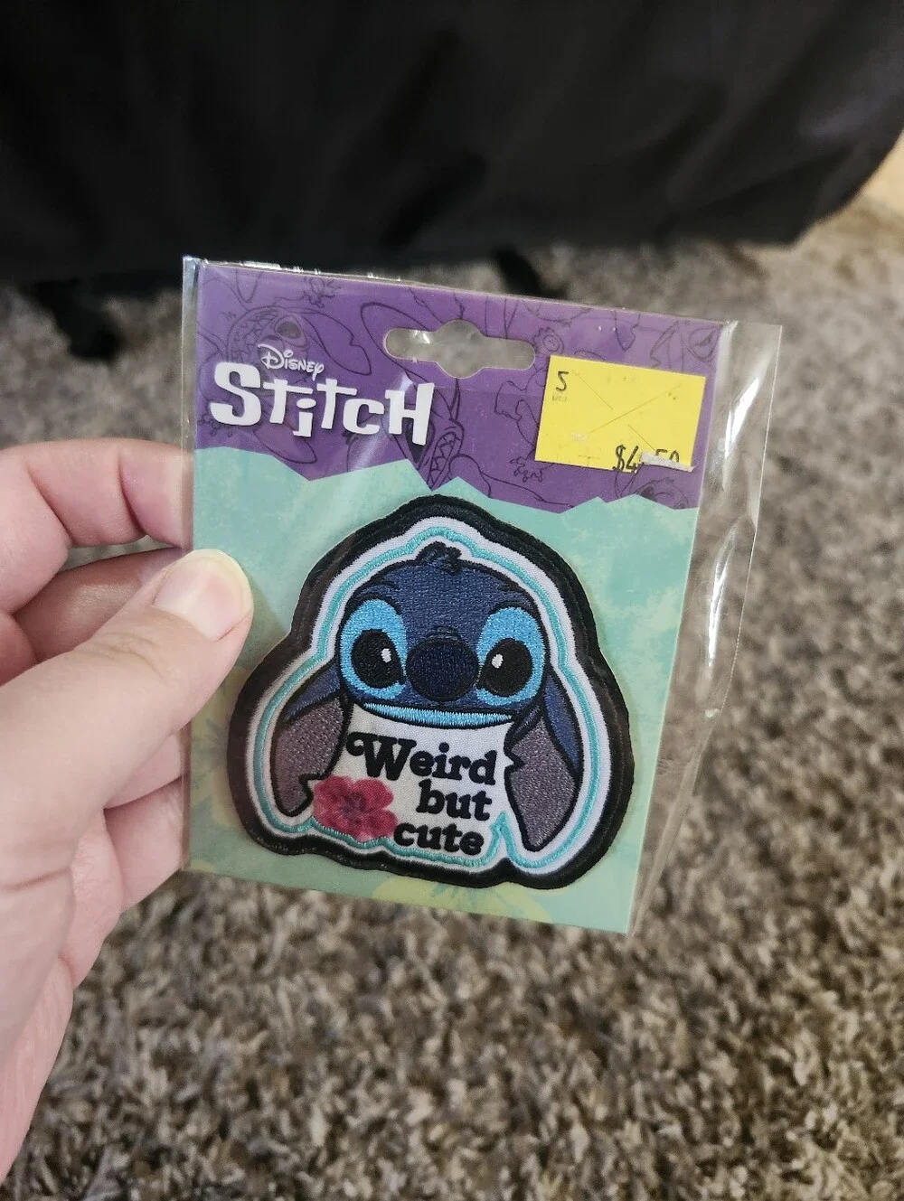 Disney Stitch Blue & Black 'Weird but Cute' Iron-On Patch